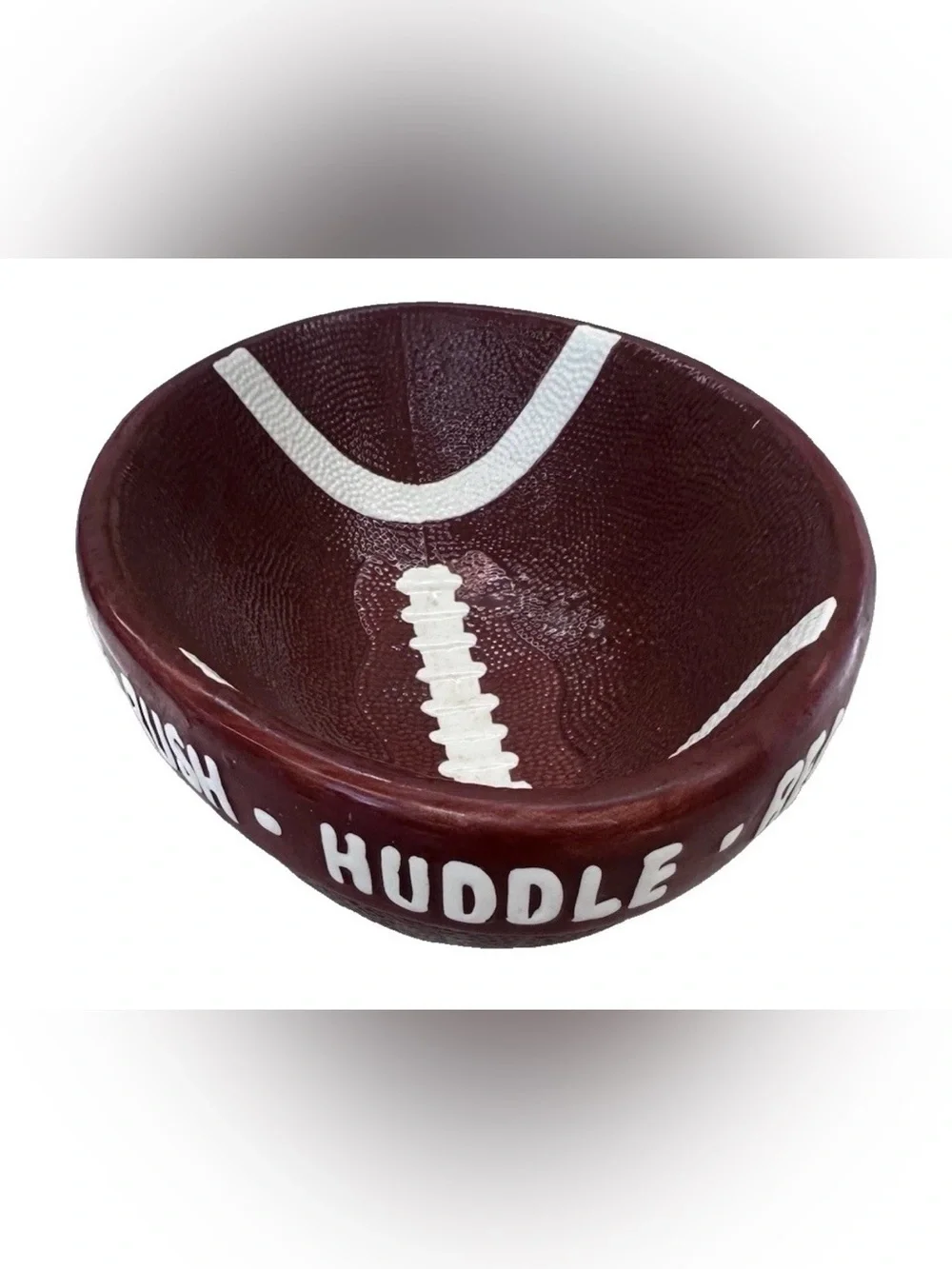Boston Warehouse 3Pc Ceramic Football Chip Bowl & Plates Set Game Day / Tailgate